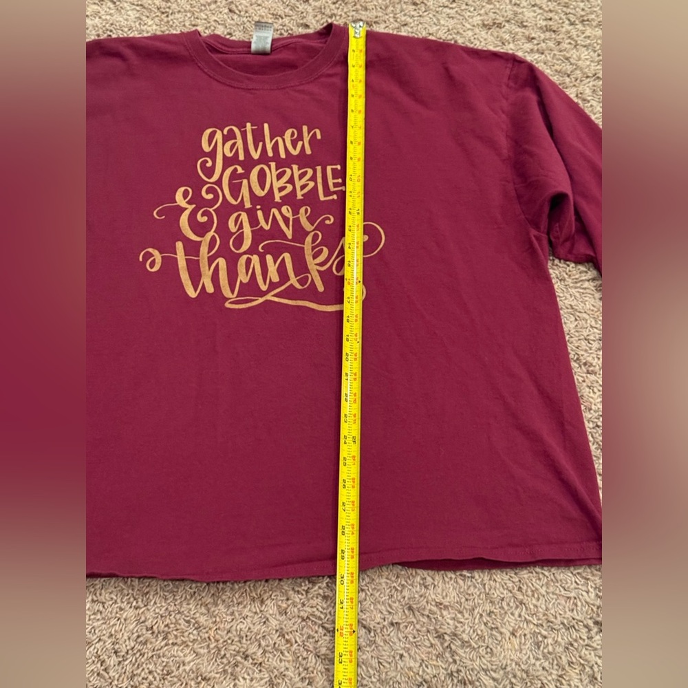 Burgundy Gather, Gobble & Give Thanks Women’s Plus Long Sleeve  T-Shirt 3X